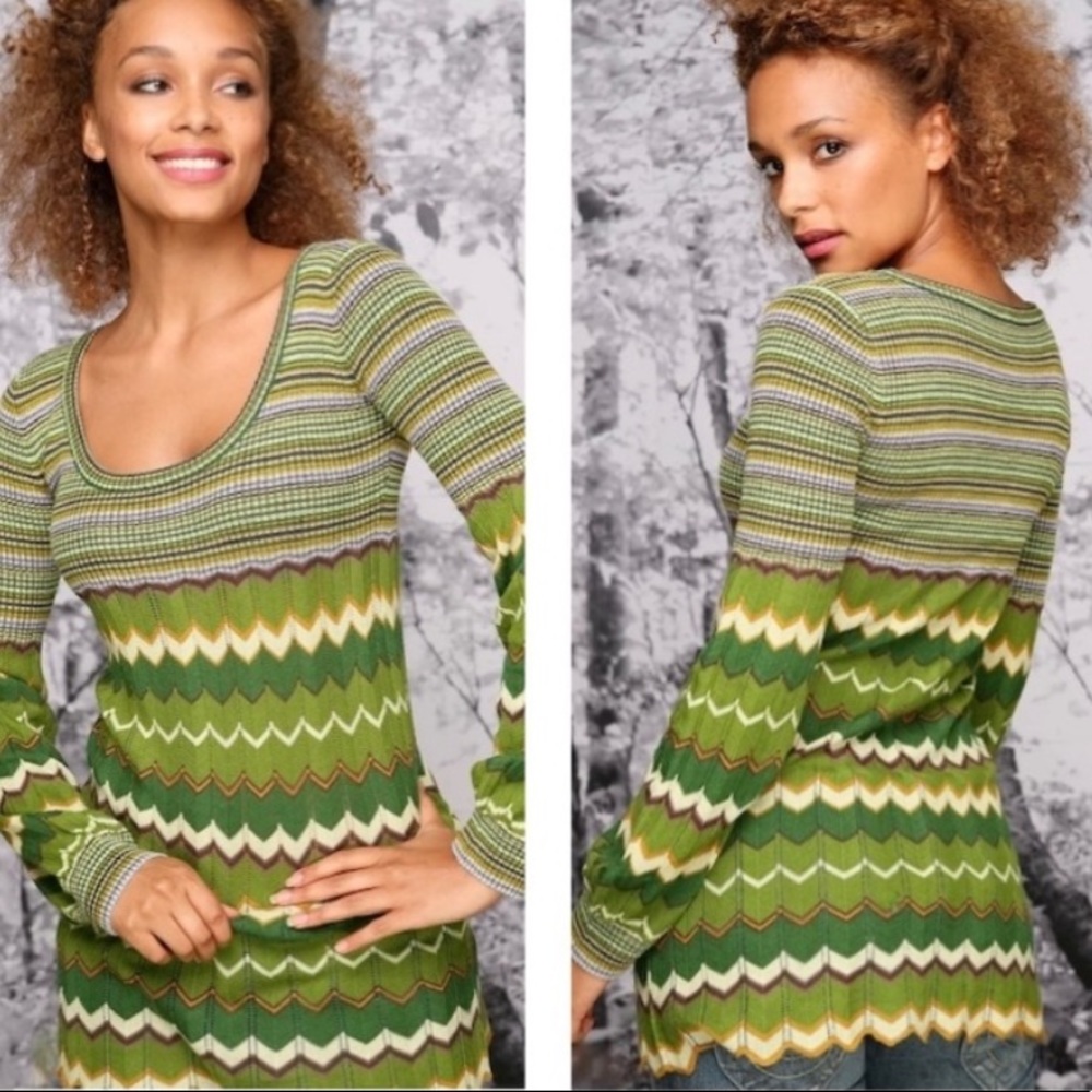 Free People Dancing Chevron Tunic Sweater Small